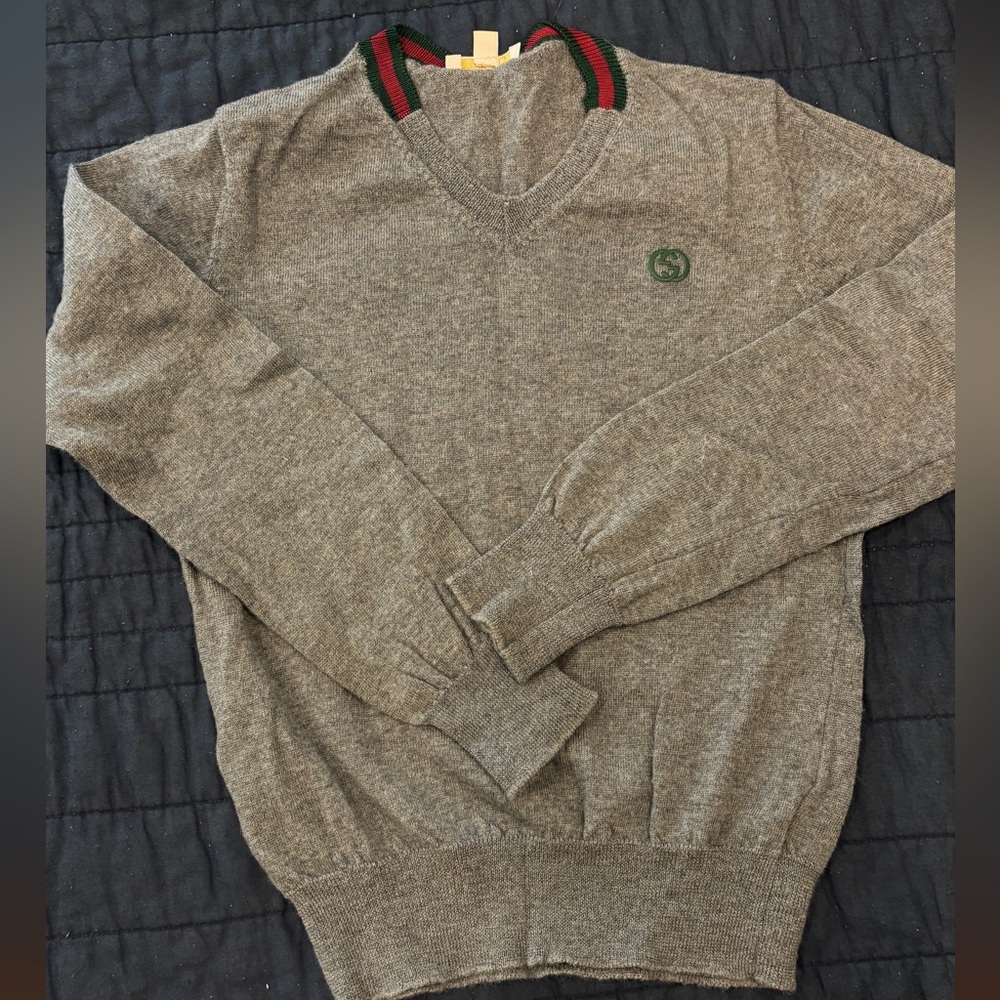 Kids Gray Sweater with Green and Red Accents